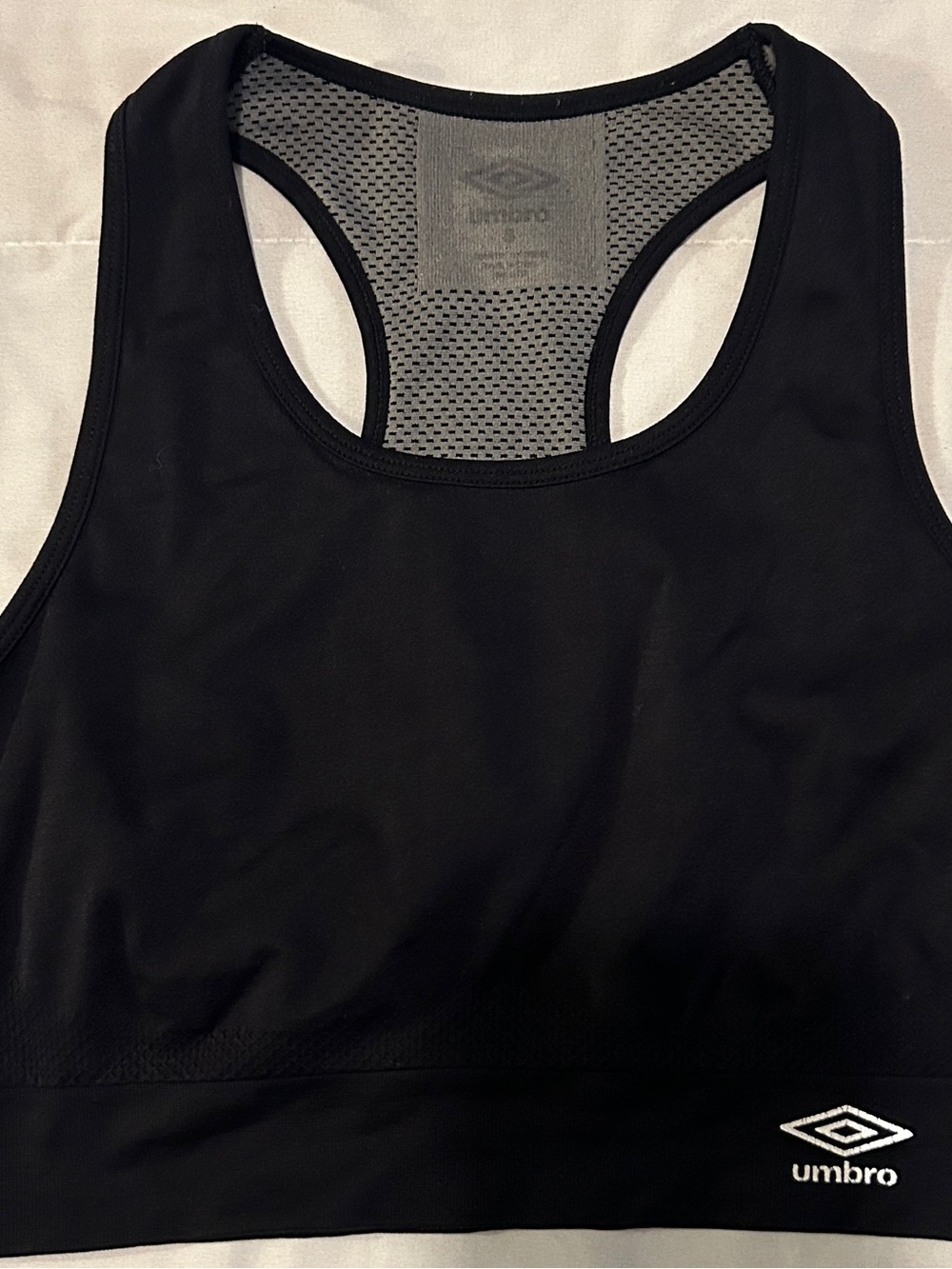 Umbro Black Racerback Sports Crop Bra with Mesh Back